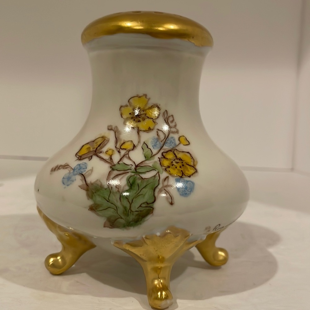 Antique Hand Painted Artist Signed Large Salt Shaker